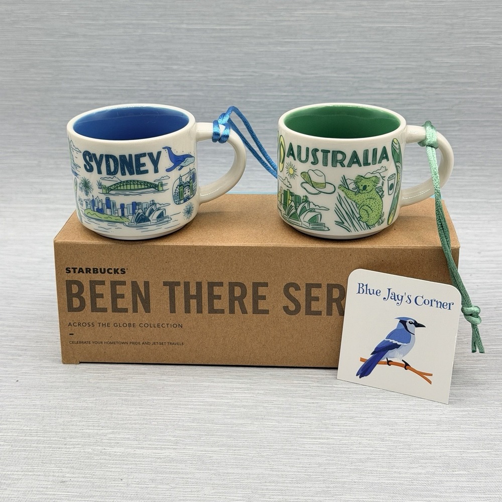 Starbucks Australia Sydney Been There Mini Mugs 2oz Set of 2 Ornament Gift Box